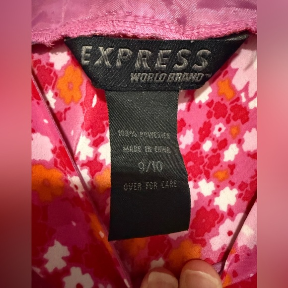 Express Vintage Y2K Ditsy Floral Pink Sleeveless Midi Dress Size 9/10 Babydoll - Picture 8 of 9